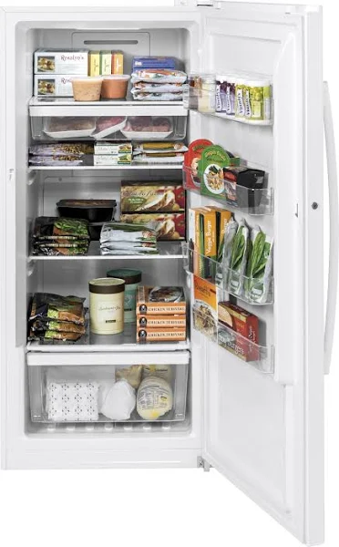 GE 14.1 Cu. ft. White Frost-free Upright Freezer FUF14DLRWW