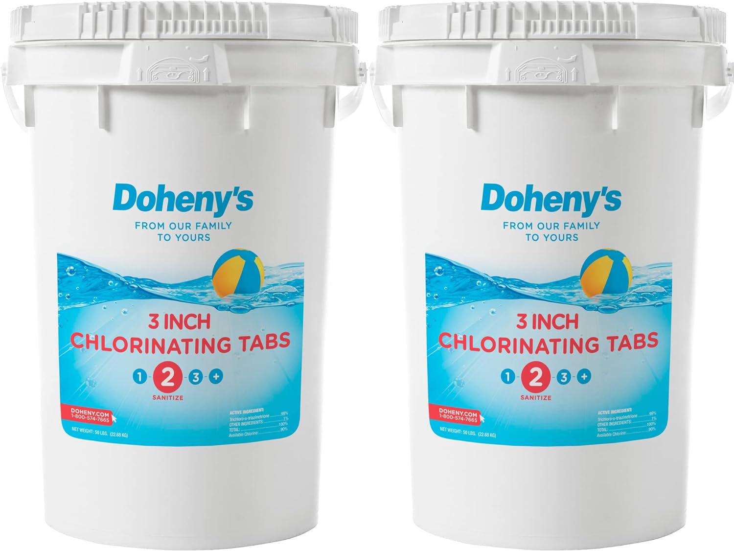 Doheny's 3 Inch Stabilized Chlorine Tablets | Pro-Grade Pool Sanitizer, Long Lasting, Slow Dissolving, 99% Pure Tri-Chlor, Individually Wrapped