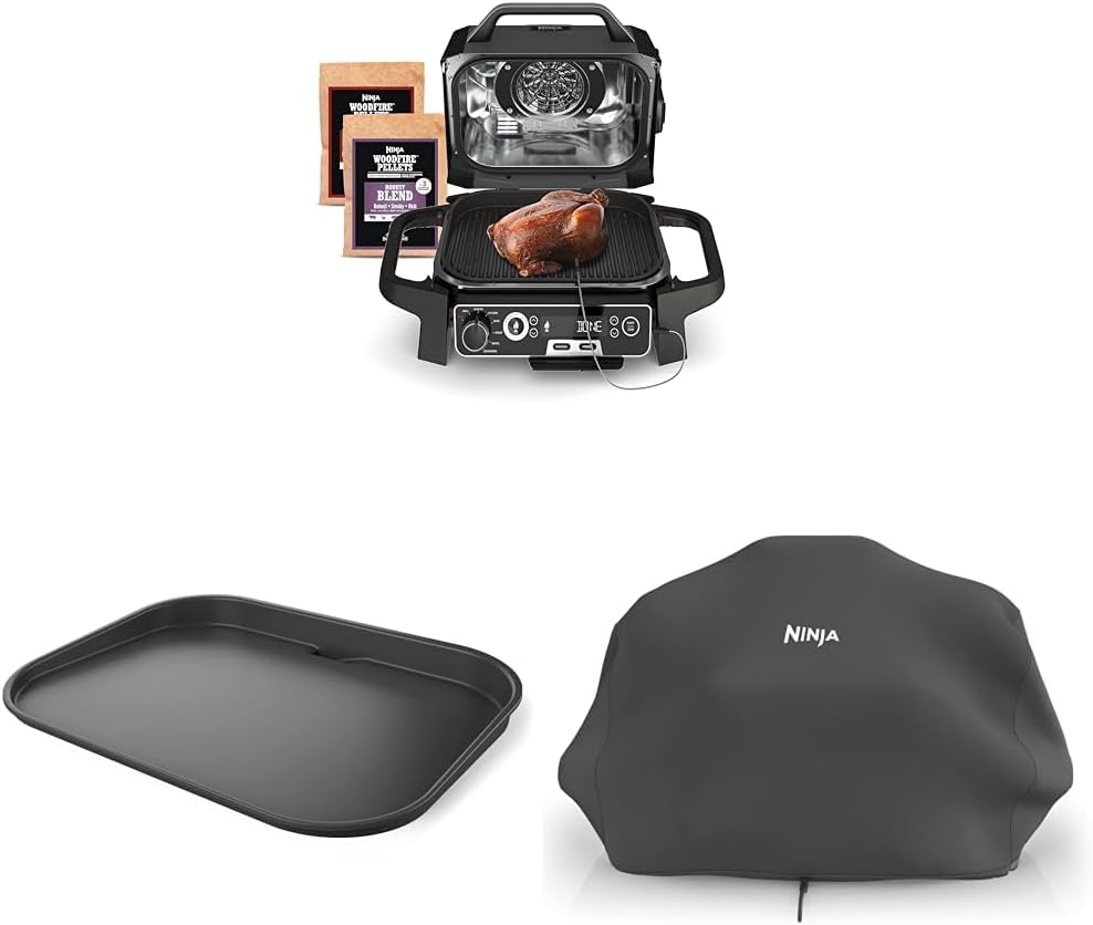 7-in-1 Grill & Smoker with Thermometer, Air Fryer, BBQ, Bake, Roast, Broil