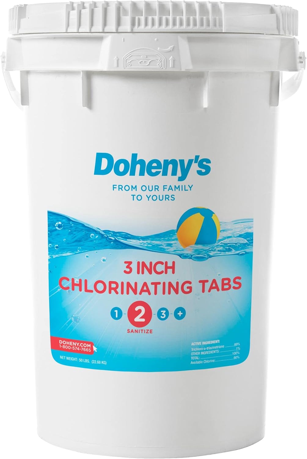 Doheny's 3 Inch Stabilized Chlorine Tablets | Pro-Grade Pool Sanitizer, Long Lasting, Slow Dissolving, 99% Pure Tri-Chlor, Individually Wrapped